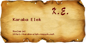 Karaba Elek névjegykártya